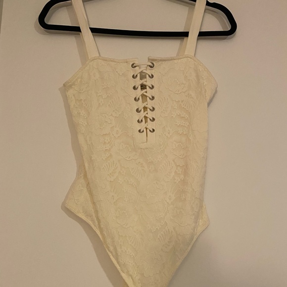 Express Other - Ivory Lace Express Leotard